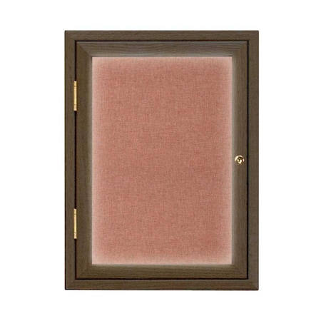 Single Door Enclosed Radius EZ Tack Board,36x36,Header,Gold/Marble